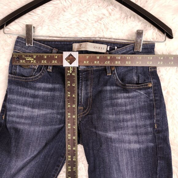 Guess Power Curvy Mid Dark Wash Jeans Stitched Design Size 26 - Picture 7 of 8